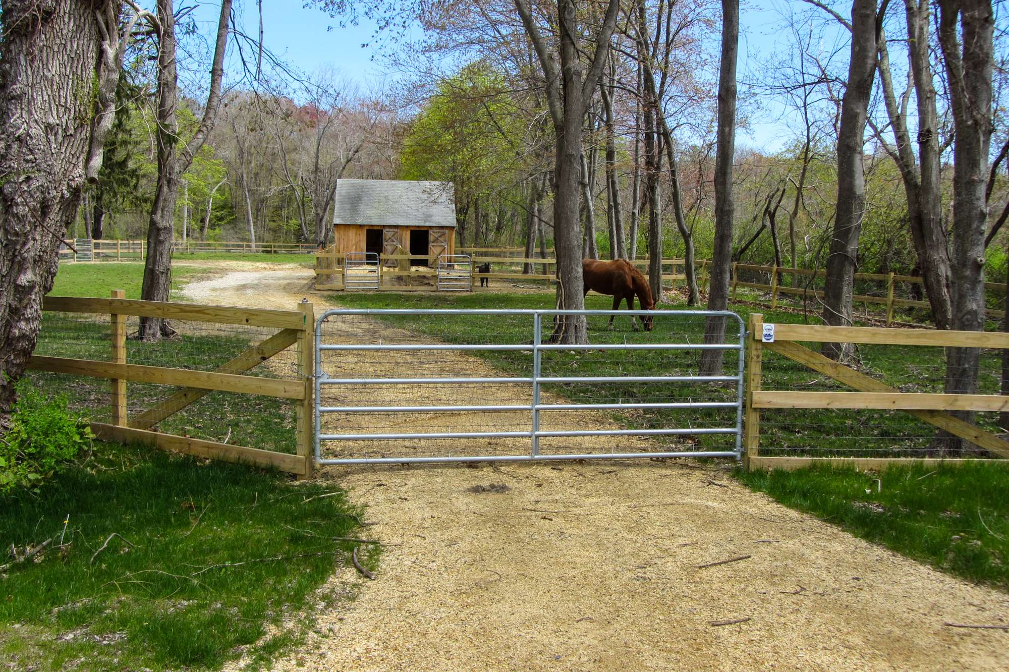 Wood privacy fence with steel posts West Newbury