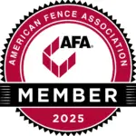 American Fence Association member badge for Olympic Fence MA, showcasing commitment to quality fencing solutions in Newburyport, MA, for homeowners.